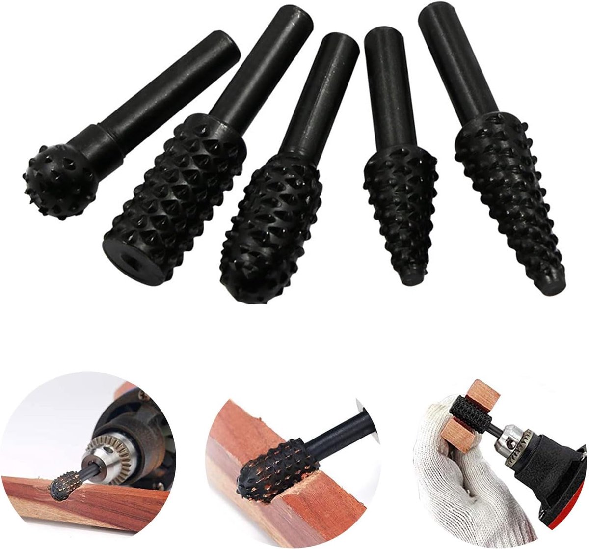 5pcs Rotary Metal Cutters Set Rotary Files Woodworking Engraving Carving Shank Tip Set for Drilling, Cutting, Polishing - ShopVlot