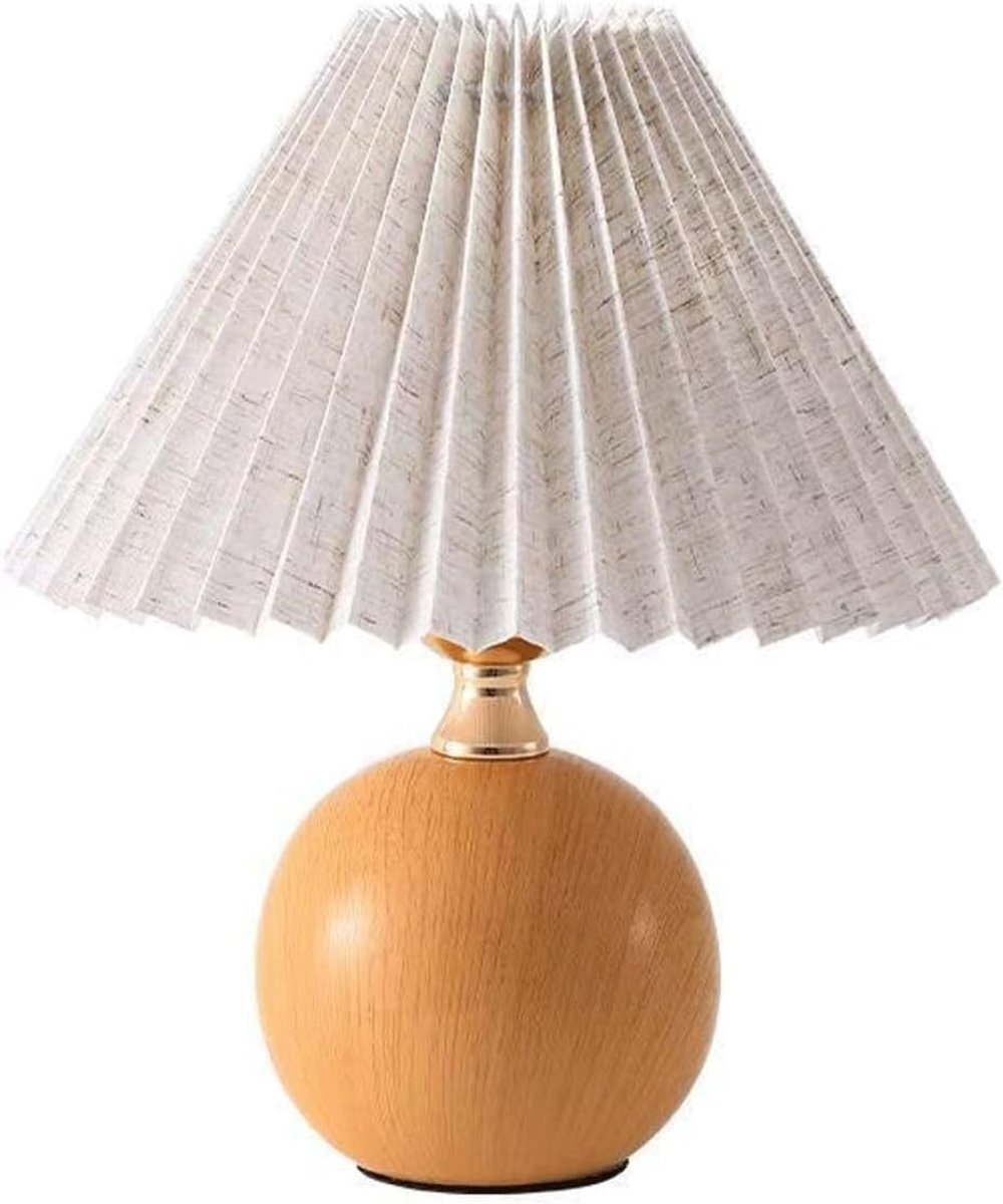 Tafellamp met Stoffen Kap – Hout & Metaal – Bedlamp & Leeslamp – Voor Slaapkamer Eettafel