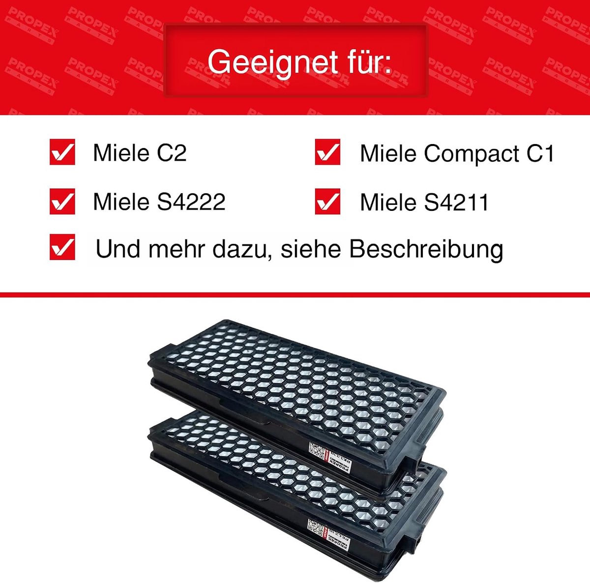 HEPA filter 2x Propex compatibel Miele - 7226170/9616280 - Stofzuigerfilters - Voor optimale luchtkwaliteit - ShopVlot