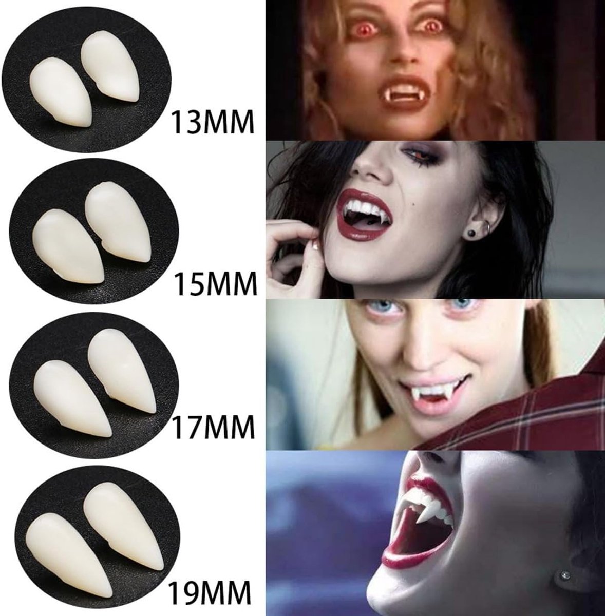4 Pairs of Vampire Teeth Halloween Party Cosplay Dental Prosthesis Decoration with Teeth Pellets Stickers for - ShopVlot