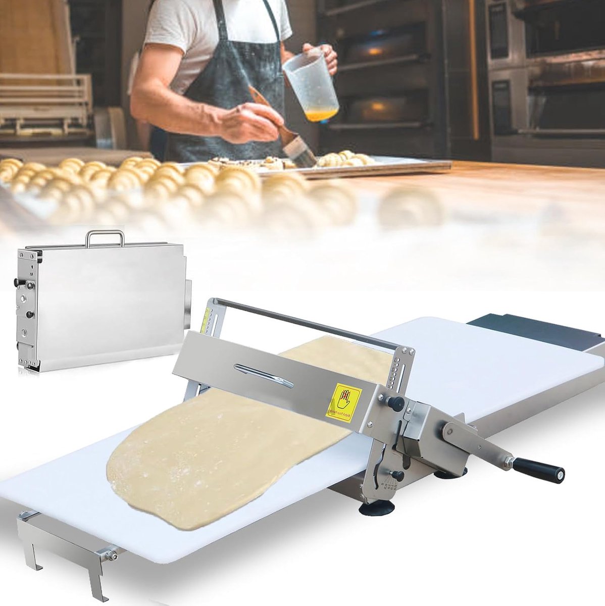 Deegroller, Handmatige Deegroller, Compacte Deegroller, Instelbare Dikte 0,2-25 mm, voor Bakkerij, Pizza en Croissants B400