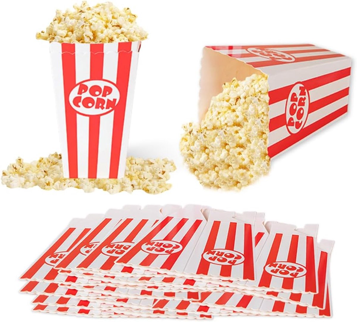 30 stuks popcorndozen, popcorndozen voor verjaardag, kartonnen bekers, popcornzakjes, kleine popcornzakjes, snoepdozen voor feestjes, snacks, 7 x 5 x 11,5 cm