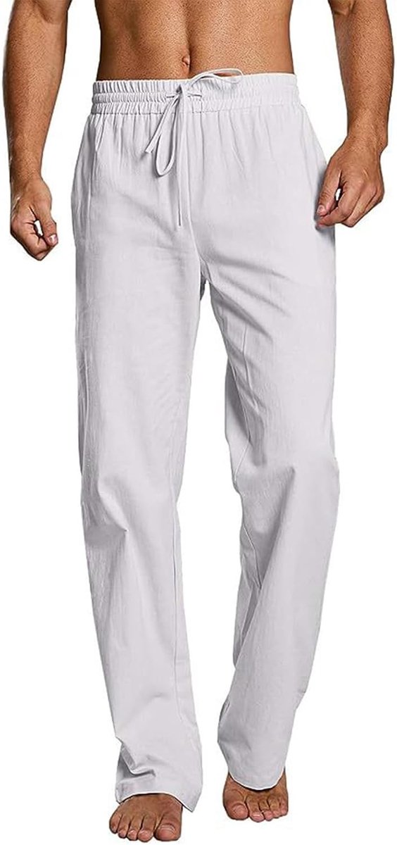 Broek voor heren, casual zomerstrandbroek, effen kleur, losse pasvorm, rechte beenbroek