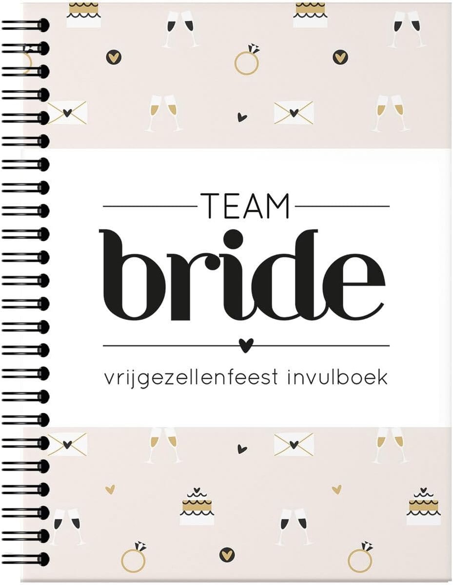 Boekje 'Team Bride' - 25 personen - Softcover Invulboekje - Beige