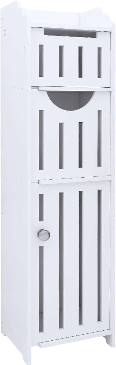 PIPIPOXER Badkamerkast-Hoekkast - Opbergkast met 2 deuren , 1 lade en 3 planken-ruimtebesparend badkamerrek voor badkamer，woonkamer, keuken, 20 x 18 x 78 cm-Wit