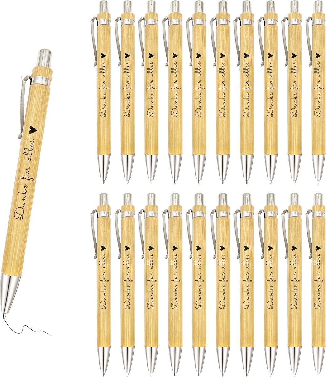 Balpen, geschenken, houten balpen met spreuk, dank voor alle collega's, citaten, drukbalpen, afscheid, bedankje, pen, cadeau (dank u voor alles, 20)