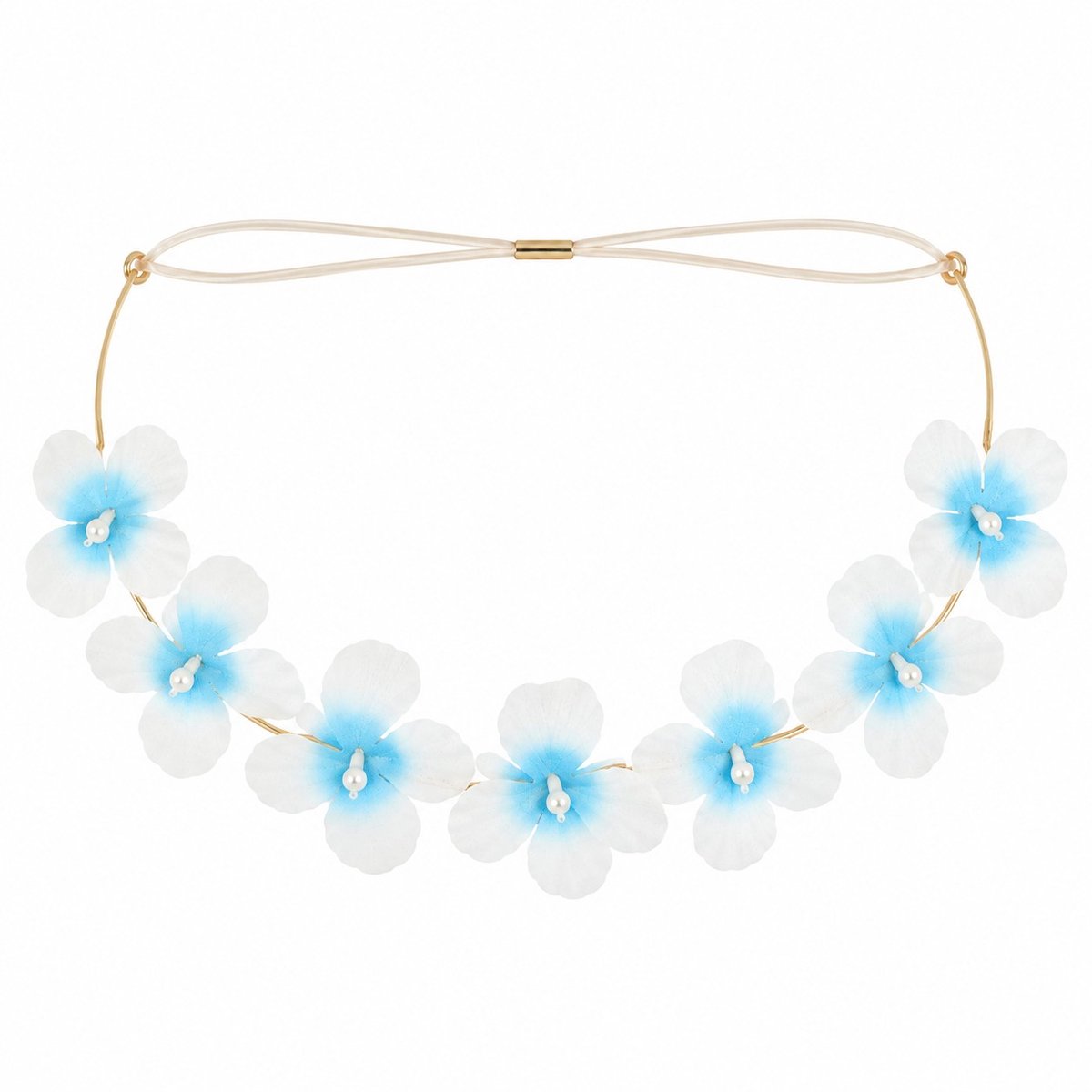 Haarsoires Haarband Bloemenkroon - Wit Blauw