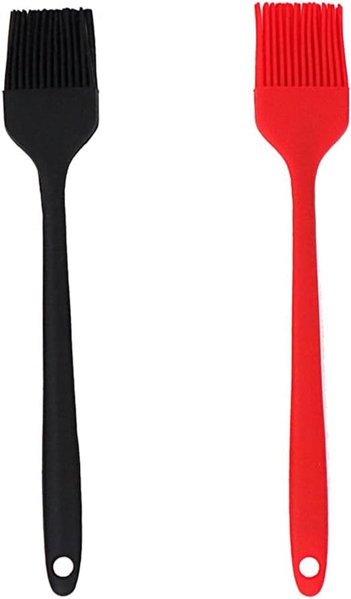 Set van 2 (zwart klein + rood klein) – siliconen kwast keuken hittebestendig BPA-vrij grillkwast marinadewast gebakkwast vaatwasmachinebestendig voedselveilig keukenkwast bakgerei