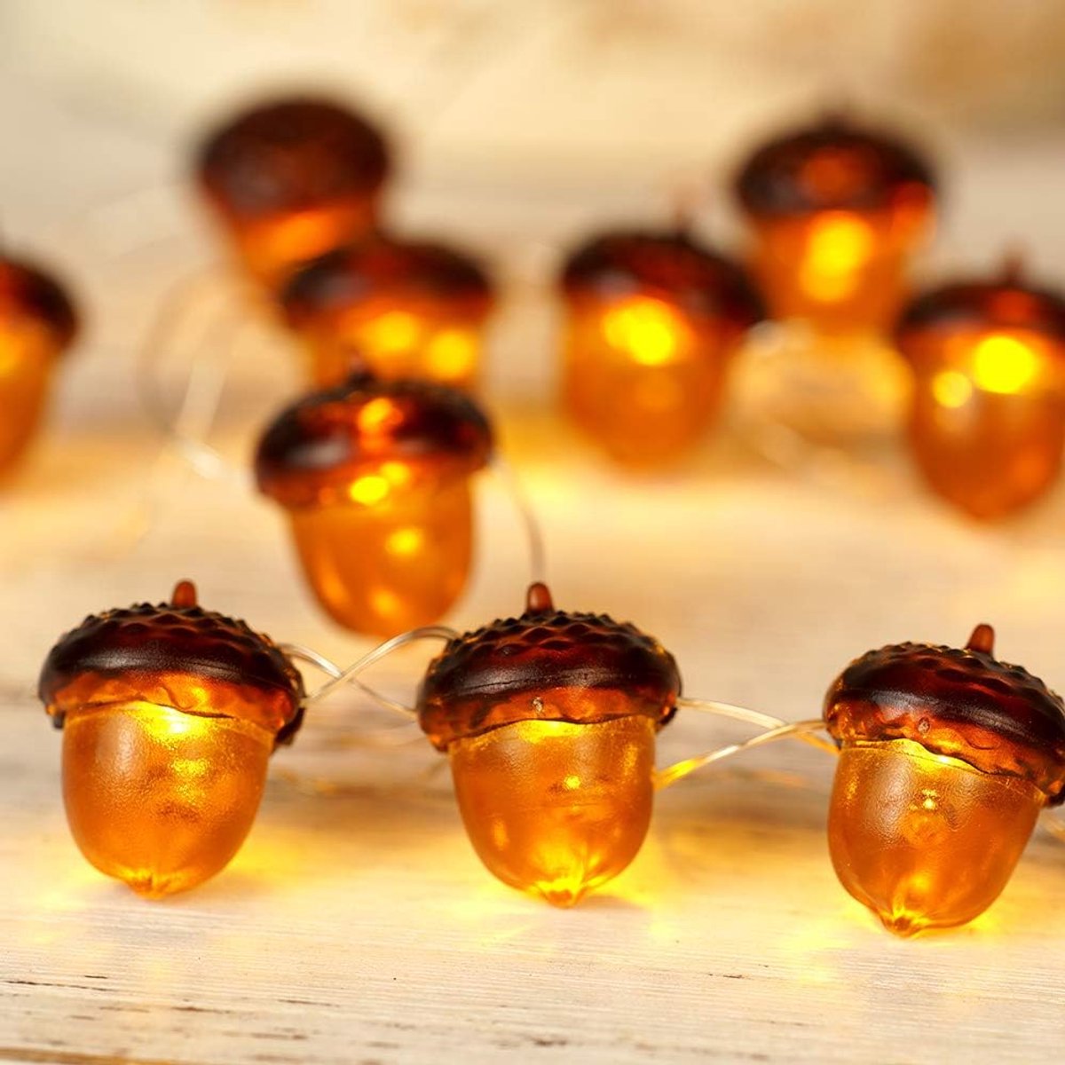 Halloween 3D-verlichting 3 meter 30 LED-pompoenlichtslinger op batterijen, oranje lampjes, geschikt voor Halloweenfeesten, binnen, herfst, buiten, oogst en Thanksgiving-decoraties - 02