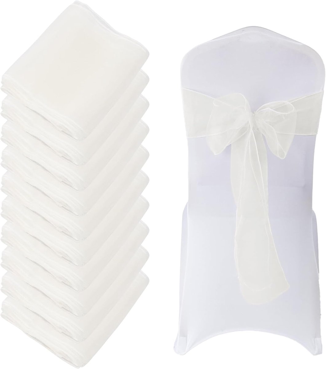 Organza stoelstrikken 20 stuks - witte sjaals - elegante stoelversiering - perfect voor bruiloften - ShopVlot