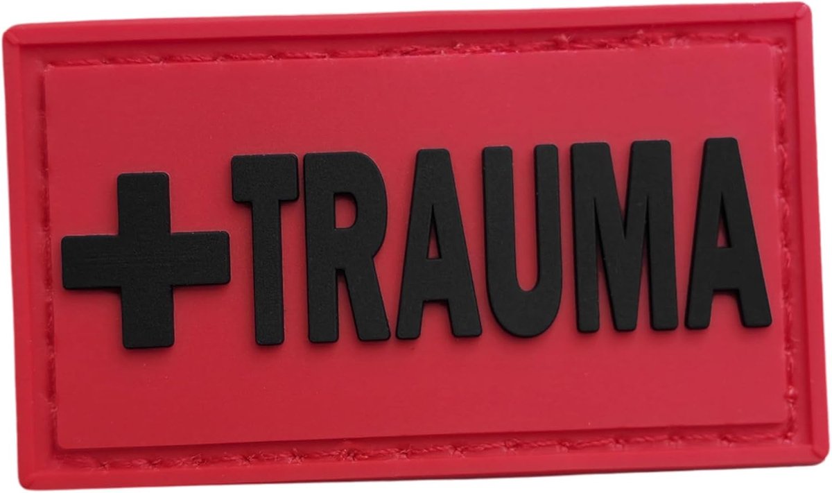 Trauma Identification PVC Patch, Medical Equipment Label, 1 x 1.75 inch, Red and Black, Hook and Loop Back for EDC - ShopVlot