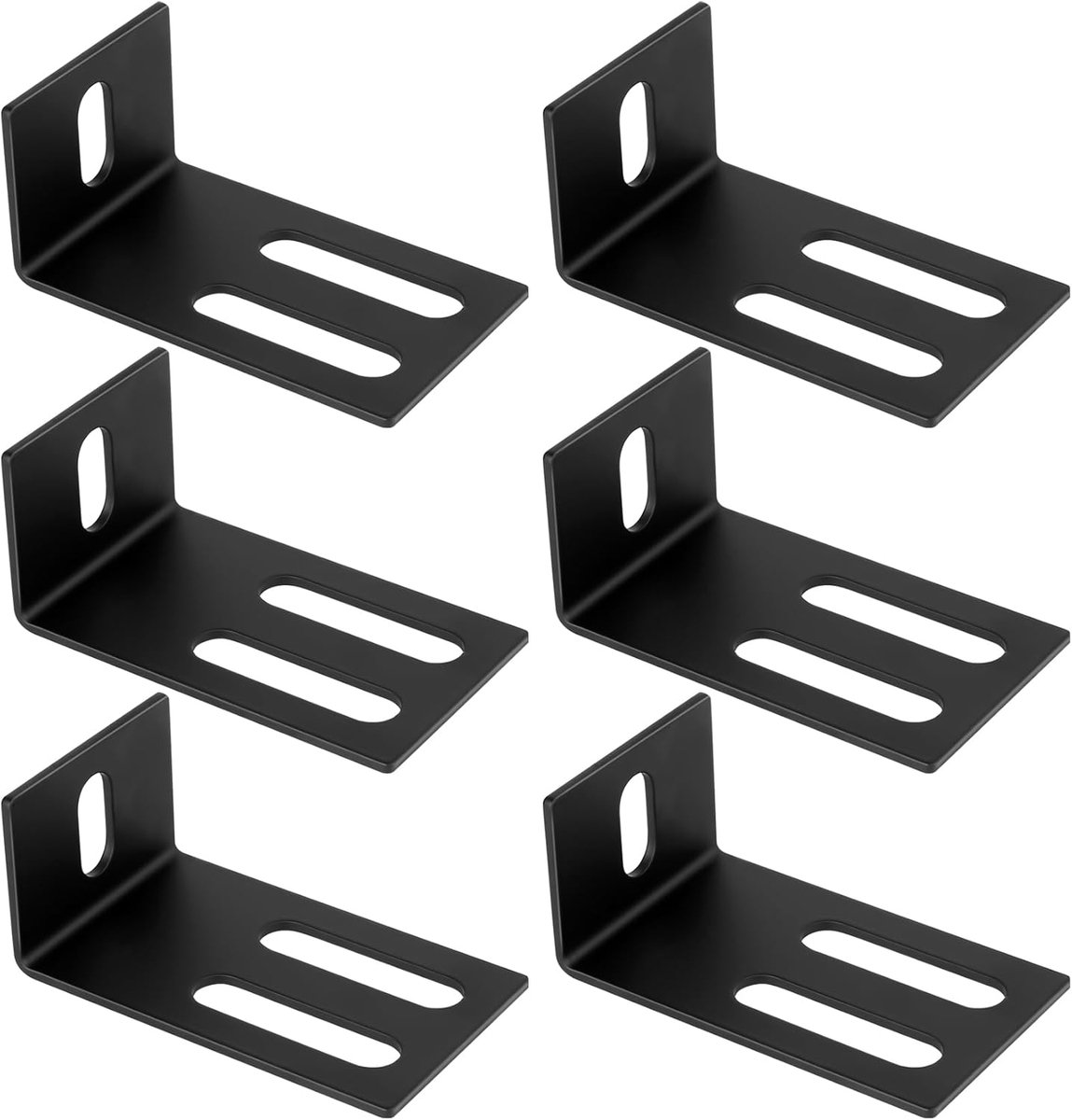6 Pcs L Brackets for Wood, Corner Brackets for Wood, Heavy Duty Corner Brackets, Black Adjustable L-Shaped 90 Degree - ShopVlot