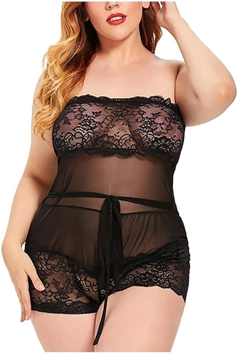 Dames Dames Sexy Lingerie Kanten Beha-bandje Verleiding Borduurwerk Transparant Ondergoed Erotische Porno-Black_XL