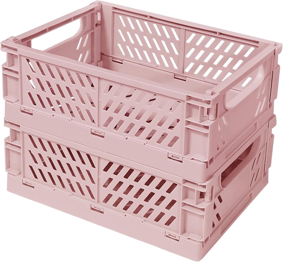 Pastel plastic opbergbakken 2 stuks opvouwbare pastelkratten plastic mand kleurrijke opbergcontainers manden voor klaslokaal keuken kantoor slaapkamer desktop woondecoratie (roze 24,8 x 16,5 cm