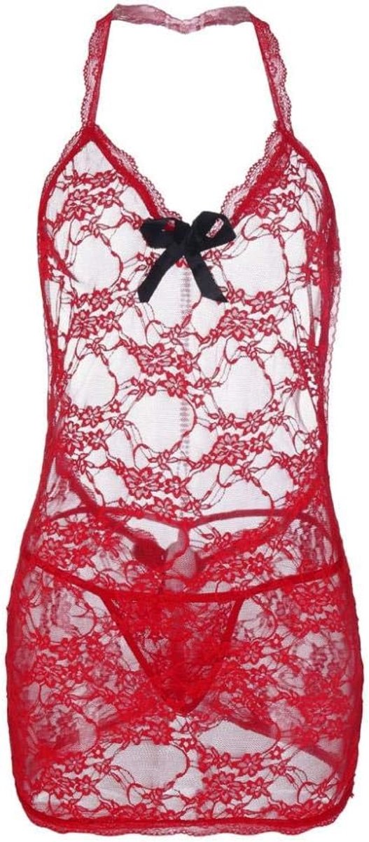 Lingerie & ondergoed Kant Sexy Lingerie Vrouwen Porno Backless Halter Nachtkleding Hol Ondergoed Perspectief Kostuum Verleiding