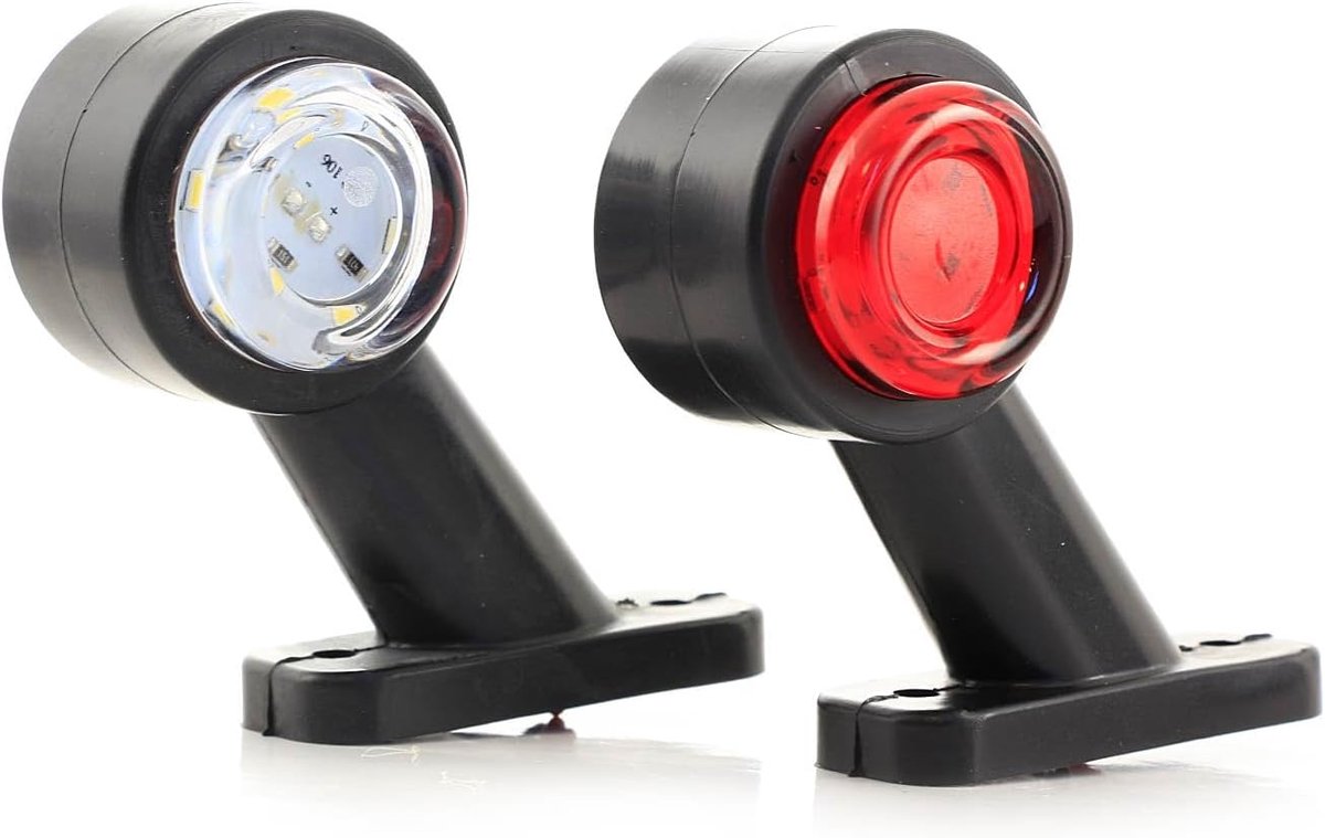 2x Rood Wit Zijmarkeringslichten 12-24V Korte Stalk Vrachtwagen Camper Trailer Truck