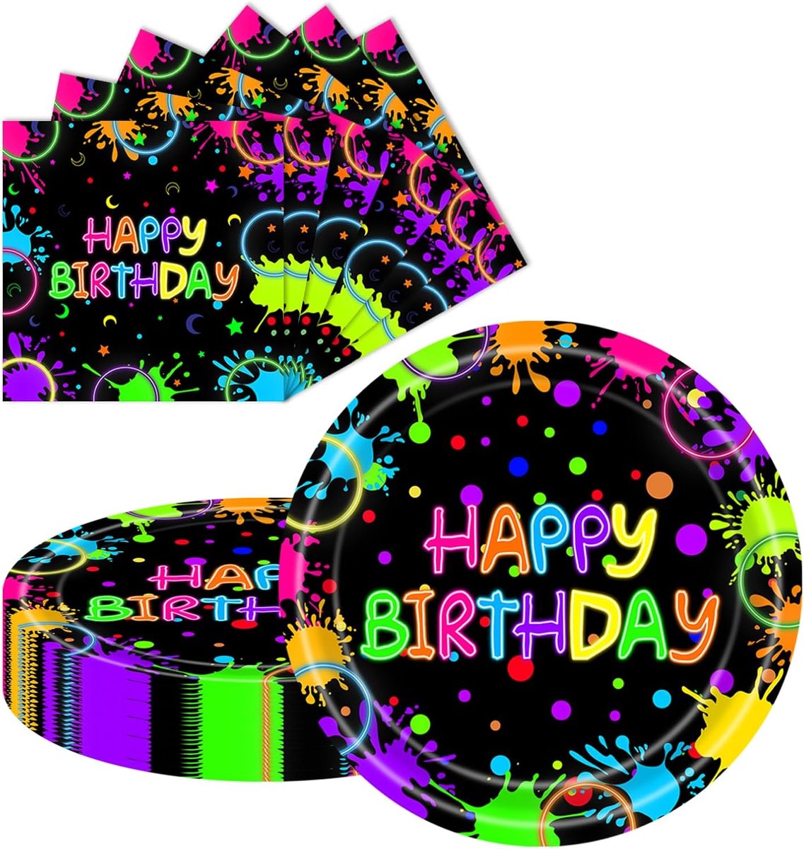Verjaardag papieren borden en servetten, feestborden 23 cm 20 stuks & servetten 20 stuks papieren feestservies voor bruiloft, tuinfeest, decoratie (verjaardag)