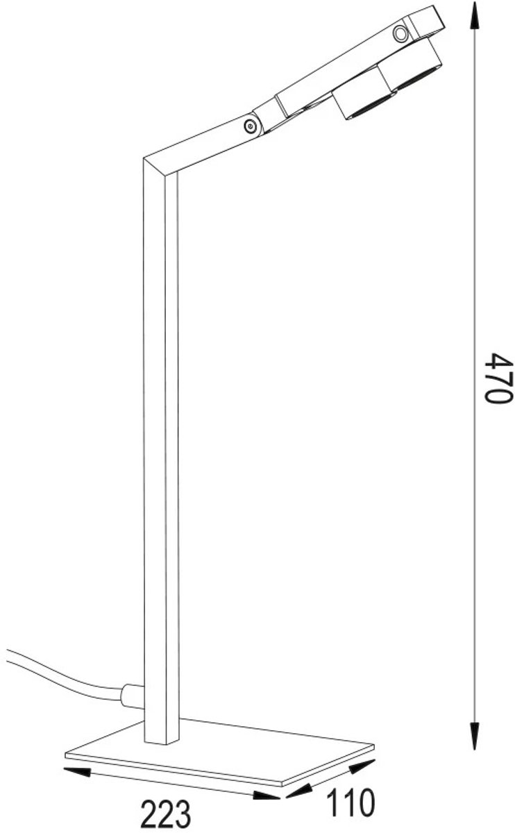 JUTAI tafellamp LED 9,4W zwart, aluminium, 2700K warm wit licht, dimbaar met dimmer, richtbare kap, IP20