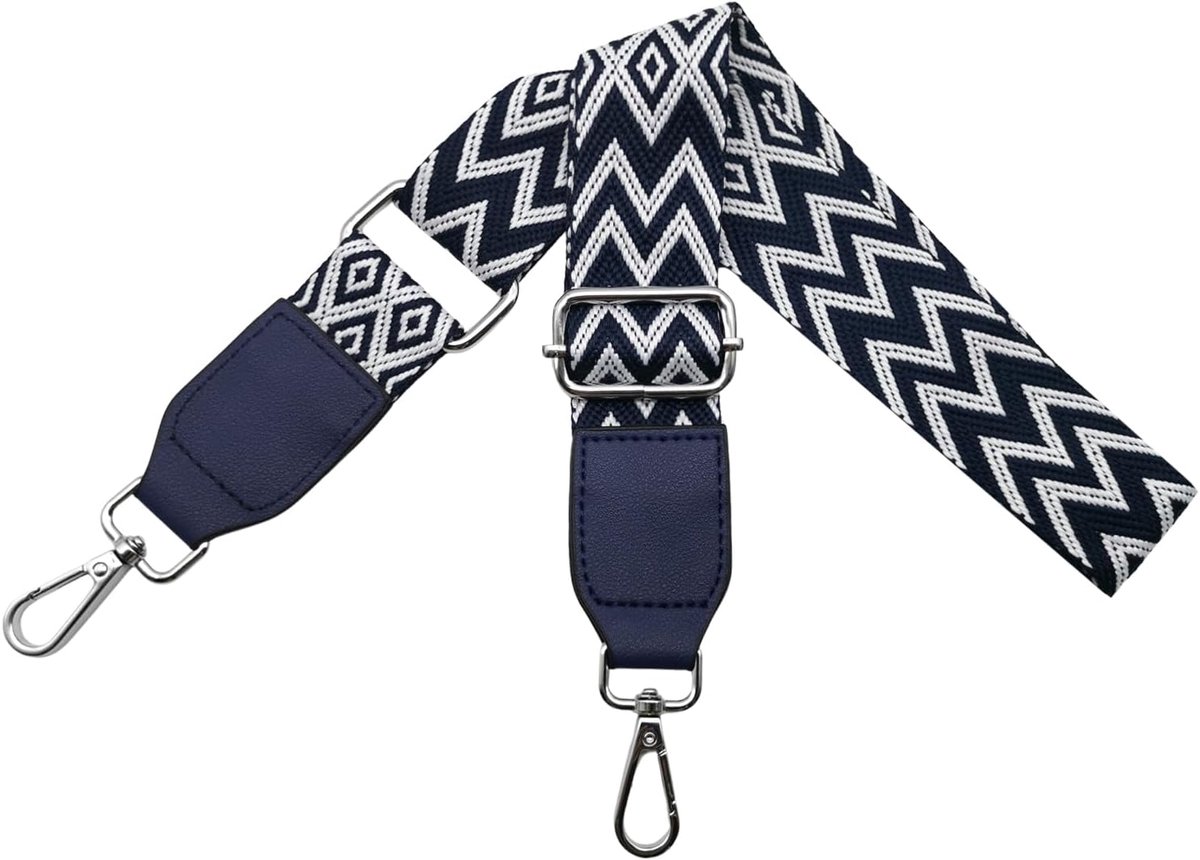 Tasriemen om te wisselen, schouderriem voor tassen, breed, 3,8 cm, van leer met zilveren karabijnhaak, schouderriem, tasriem voor dames, doe-het-zelf accessoires, blauw, W11