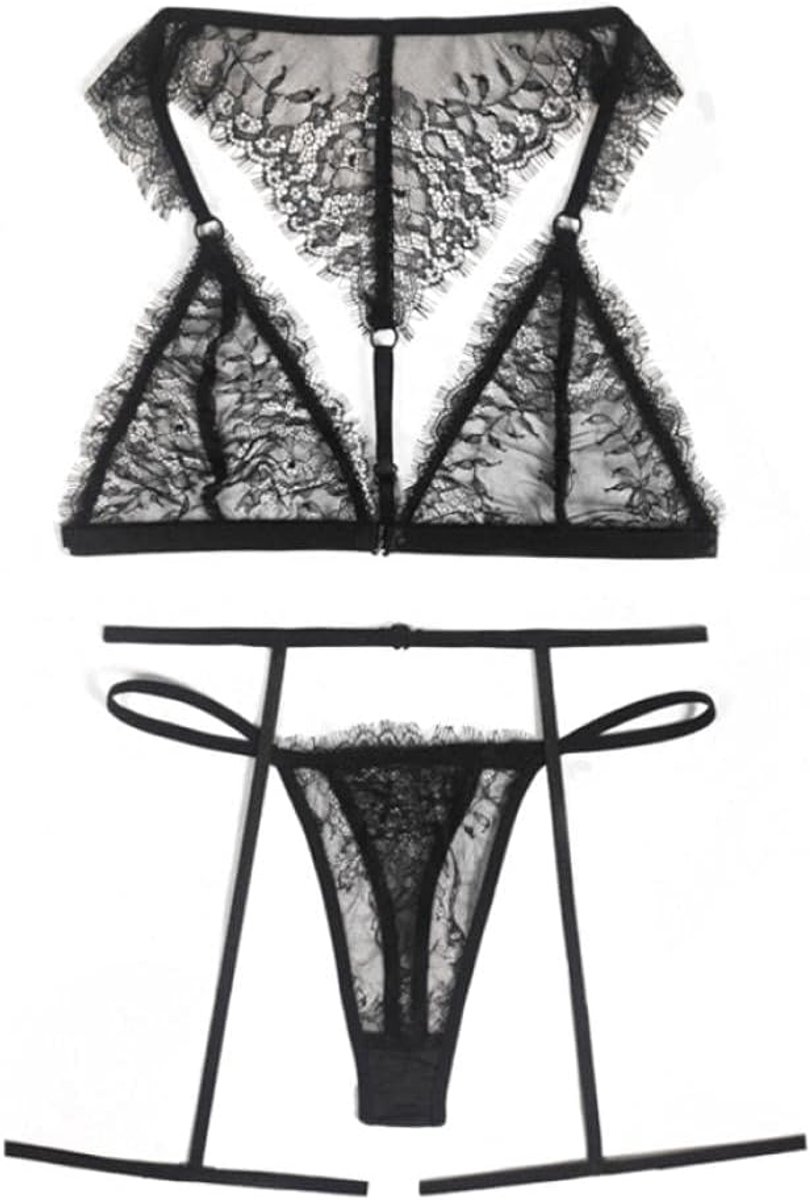 Dames Sexy Lingerie Vrouwen Porno Beha String Kousenband Ondergoed Verleiding Erotische Kostuum Kant Doorzien Nachtkleding