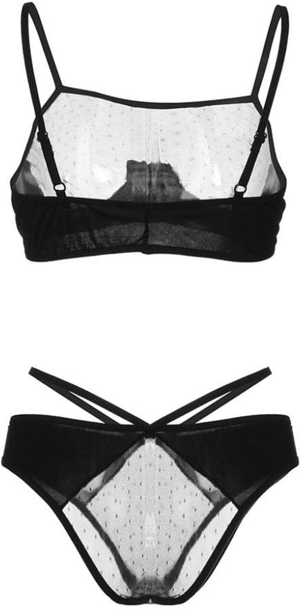 Lingerie & ondergoed Dames Ondergoed Set Sexy Zwarte Lingerie Kostuums Nachtkleding-Black_XL