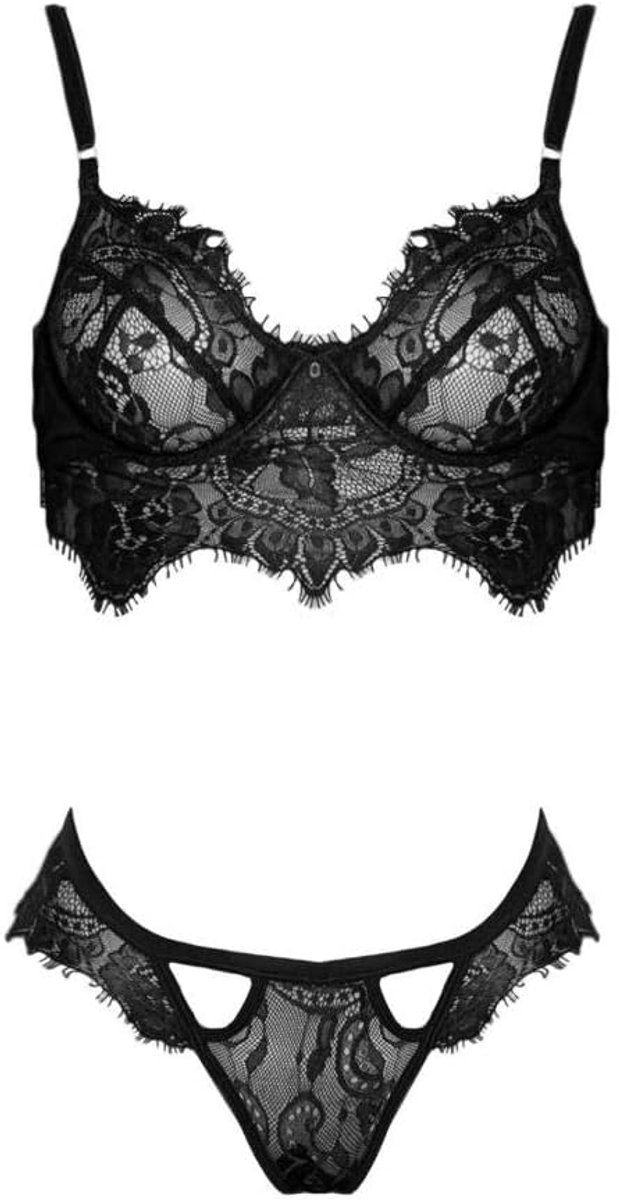 Sexy dames erotische lingerie Dames Sexy Lingerie Transparante Nachtkleding Pyjama Lage Taille Ondergoed Plus Size Vest-Negro_XL