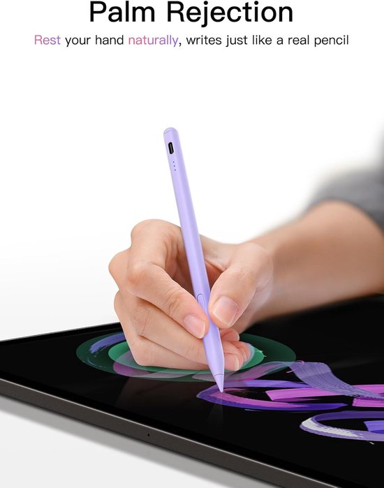 Stylus voor Apple iPad 2018-2025, snel opladen met palmafwijzing, kanteldetectie, compatibel met iPad 11/10/9/8/7/6, iPad Mini 7/6/5, iPad Air M2/5/4/3, iPad Pro M5/M4 13 inch/12,9 inch/11 inch — afbeelding 3