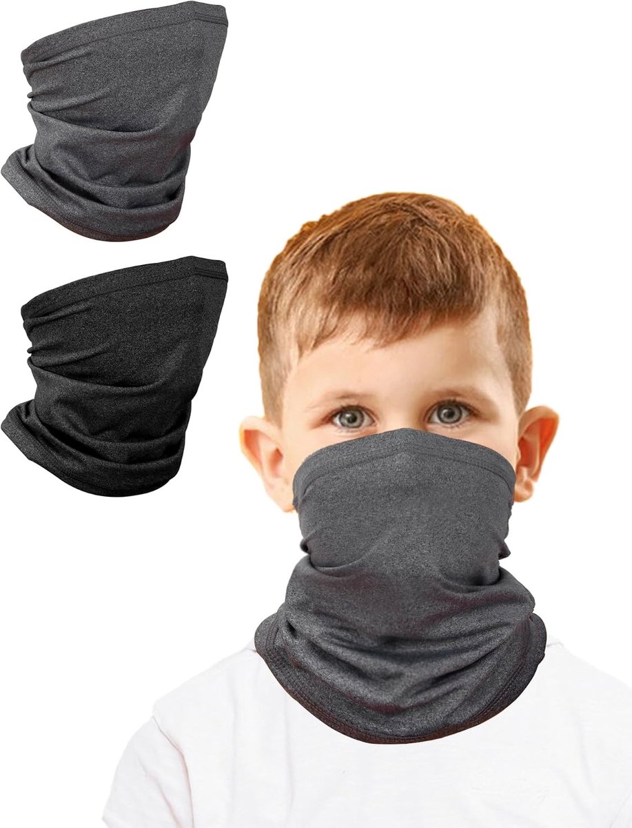 2 stuks loopsjaal voor kinderen, wintercolsjaal, halswarmer, multifunctionele sjaal voor jongens en meisjes, winddicht, warm, ademend, voor outdoor, skiën, fietsen