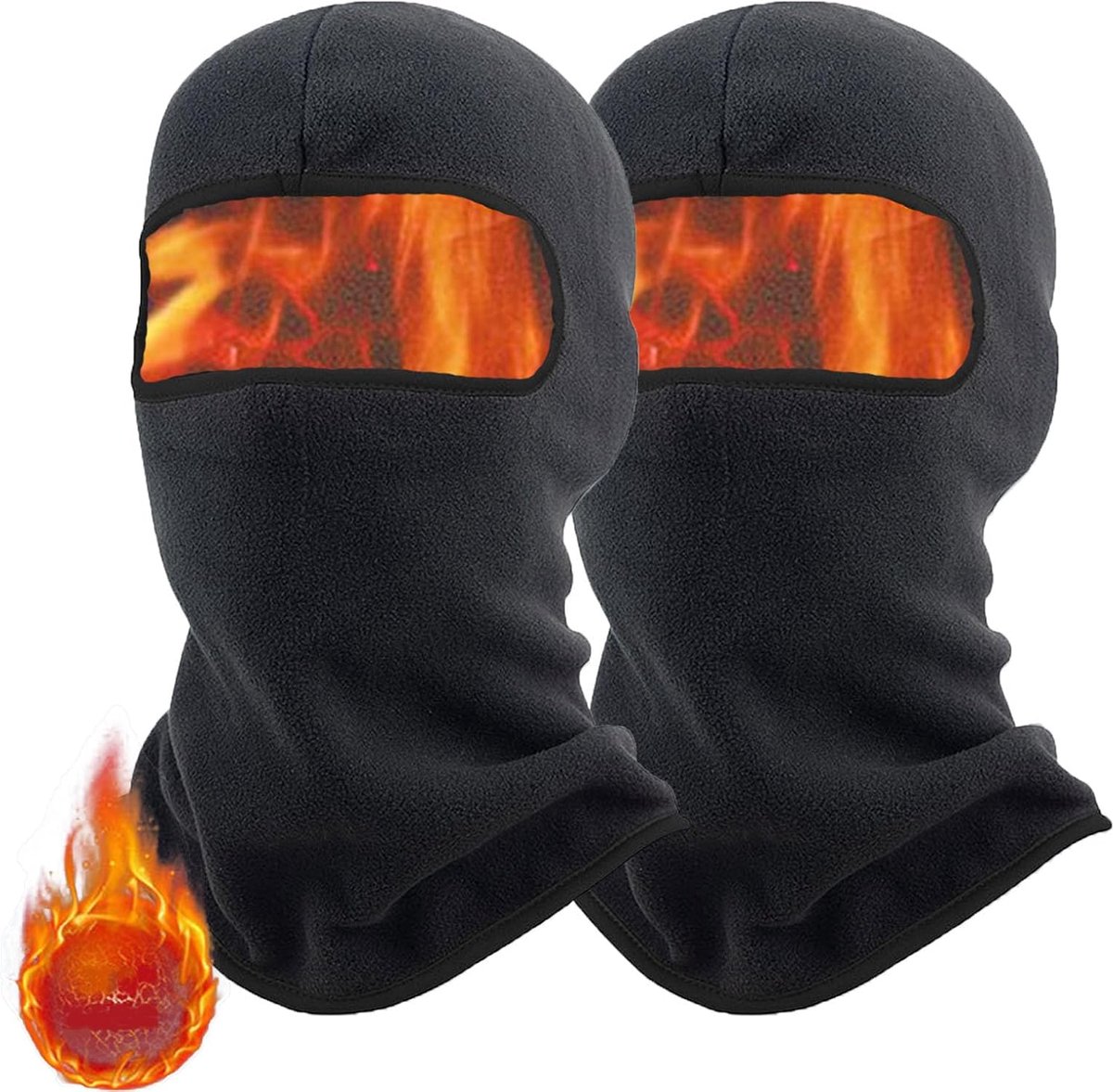 2-delig Sturmhaube voor motorrijden, herfst en winter, stormmasker zwart, winddicht warme balaclava voor winter, skimasker eenheidsmaat voor heren/dames, stormhauben voor outdoorsporten zoals