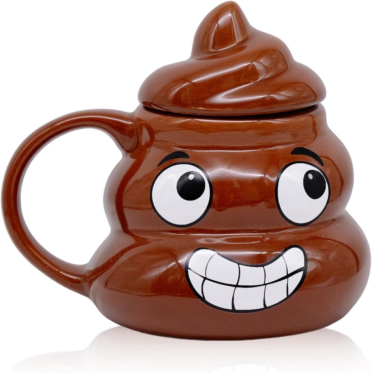 Poepmok, 3D grappige keramische koffiemok met deksel, 400 ml theekop, idee voor creatieve geschenken