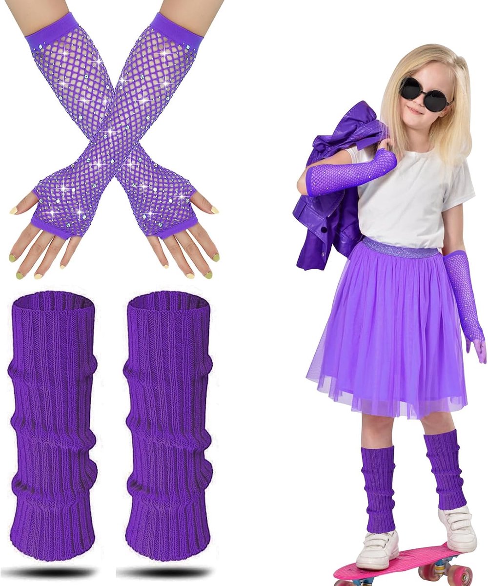 Beenwarmers voor kinderen, neon beenwarmers, met wanten voor kinderen, neon, kinderen, neon, 80, beenwarmers, neon, meisjes, fantasie, jurk, jaren