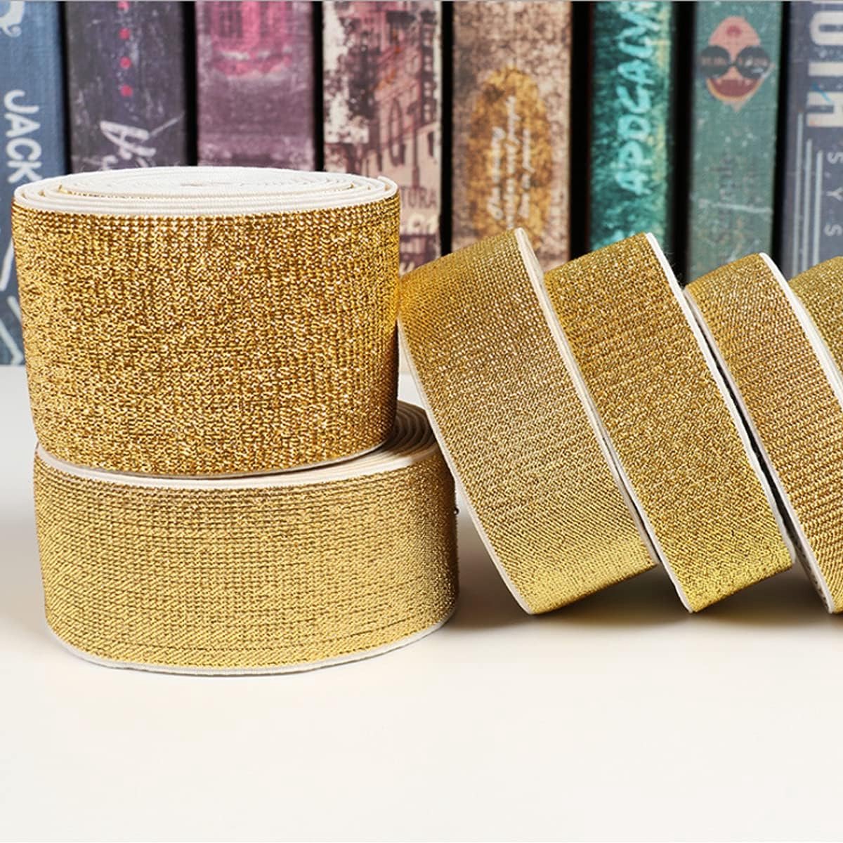Elastische Banden Breedte 25mm, 40mm voor Schoenen Kledingstuk Broeken DIY Naaien Kleding Accessoires Zelfgemaakt (25mm, Goud)
