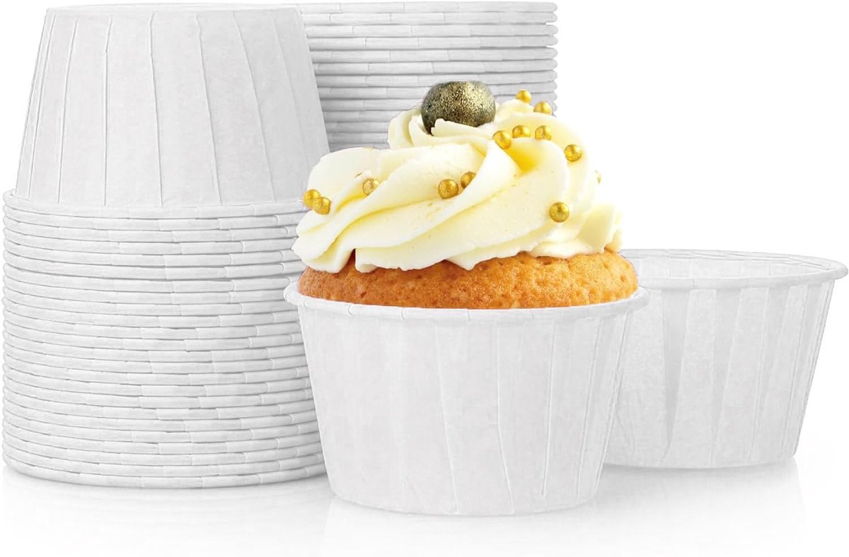 Muffinvormpjes, 50 stuks, cupcakevormen voor verjaardagen, feestjes, bruiloften (wit)