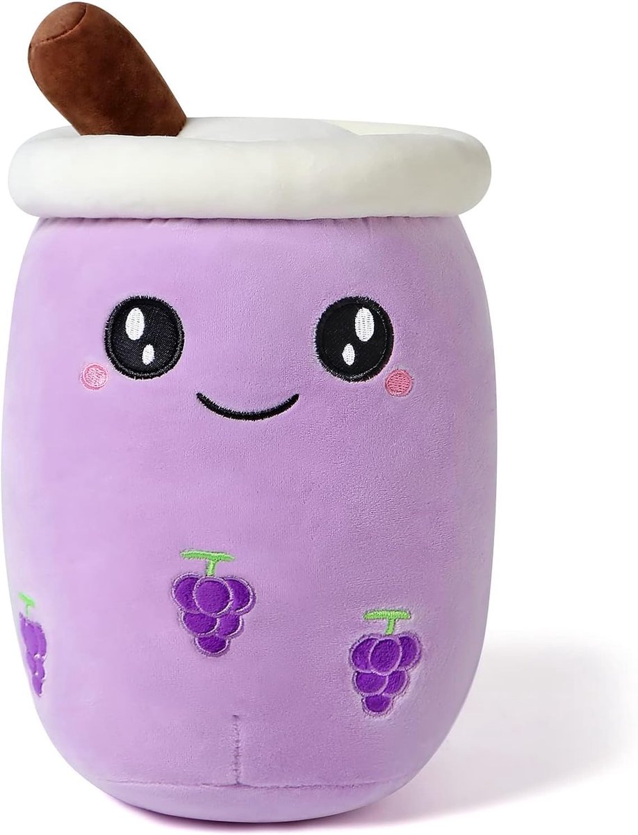 Shownicer Pluche dier Boba Tea knuffeldier, knuffeldier, Kawaii Bubble Tea pluche, pluche kussen, speelgoed, melktheekop, kussen, pop, werpkussen, knuffeldier, cadeau voor kinderen, meisjes en jongens