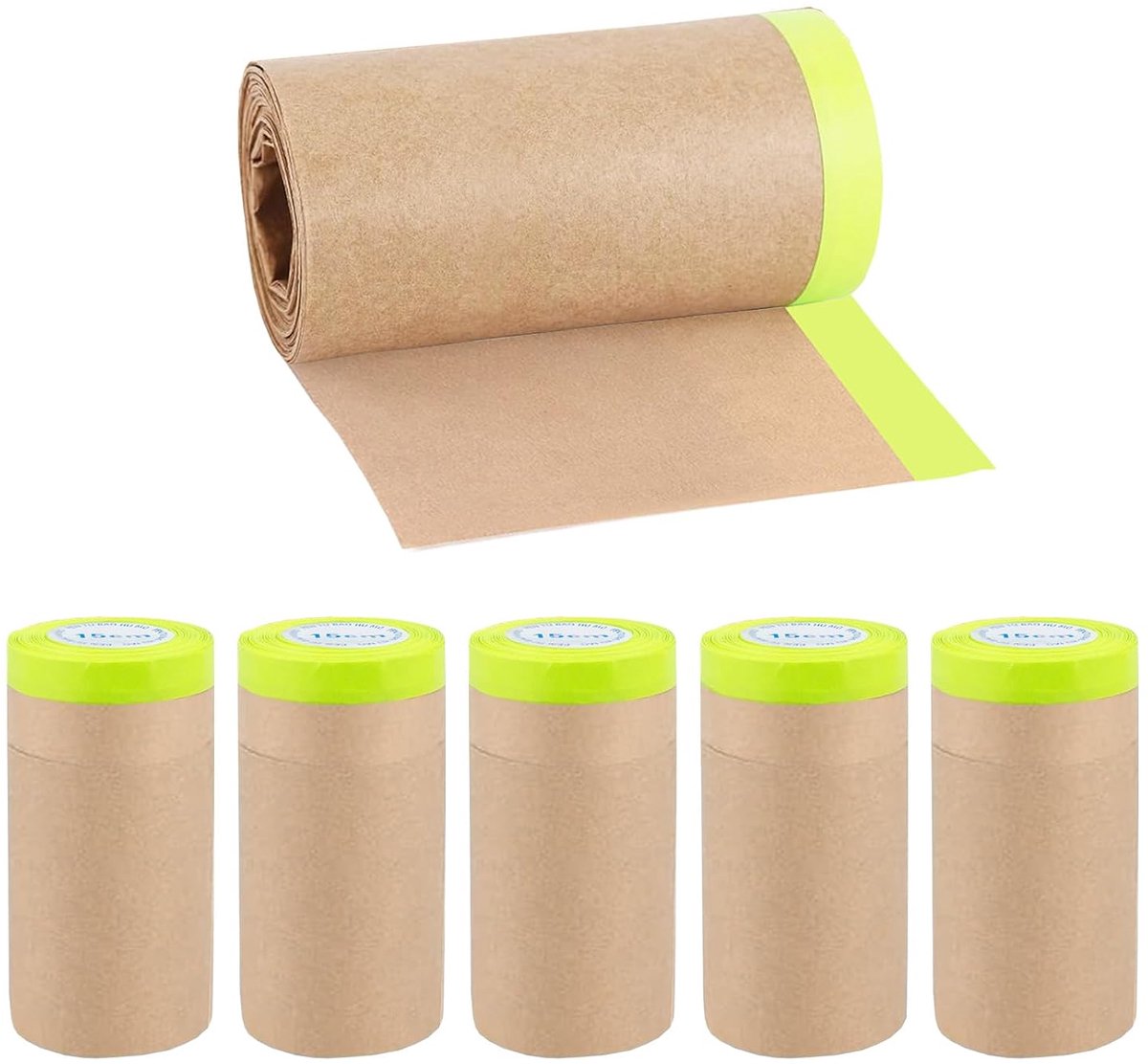 Afdekpapier, afdekpapier met zelfklevende strips, zelfklevend afplakband voor lakken of voor ramen afplakken, schilderscrape (6 rollen, 15 cm x 15 m)