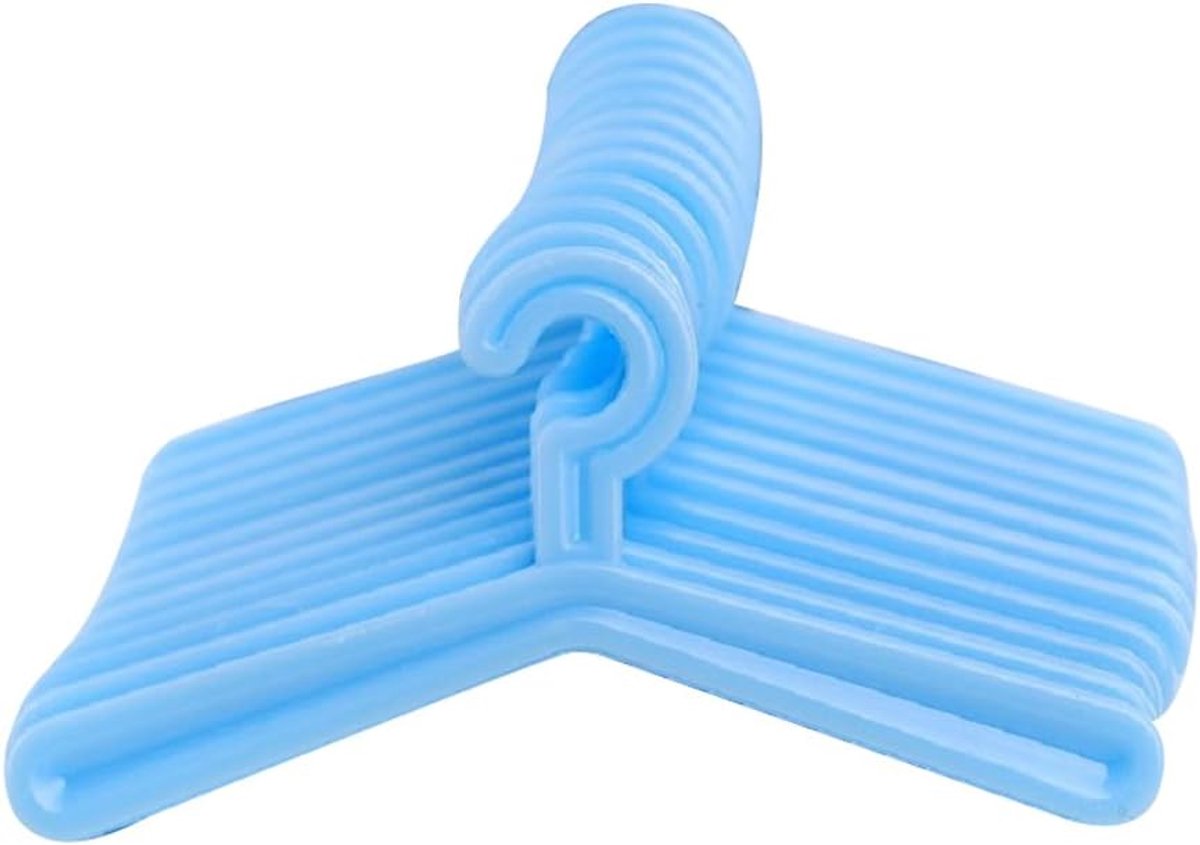 12 stuks mini kleerhangers haken kleerhangers bonbonnière accessoires (lichtblauwe kunststof 5,5 cm)