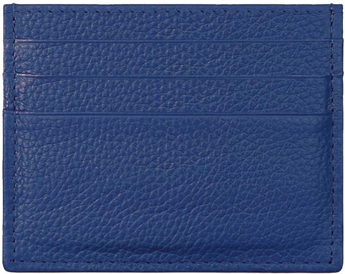 Portemonnee, echt leer, uniseks, slank, creditcardhouder, A_blauw, One_Size, Klassiek