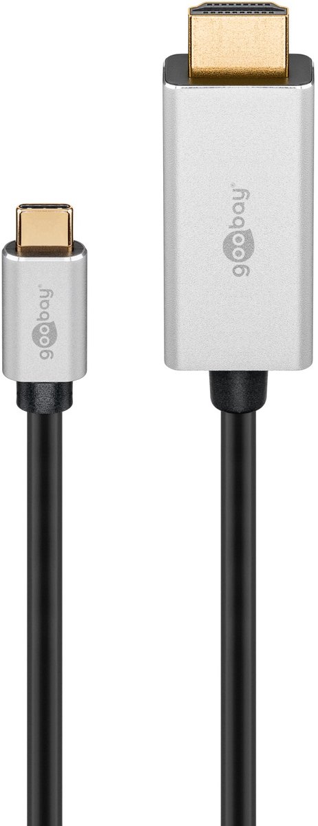 Goobay USB-C naar HDMI kabel, 3 m, zwart;zilveren, 8K @ 30 Hz, 20 Gbit/s, USB 3.2