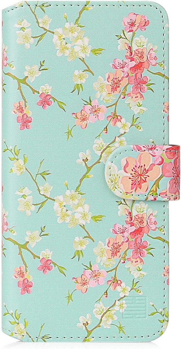 32nd Bloemen Serie 2.0 - Ontwerp PU lederen Book Portemonnee Hoesje Cover voor Motorola Moto G8 Power, Designer Bloempatroon Portemonnee Stijl Flip Hoesje met Kaartsleuven - Lente Blauw