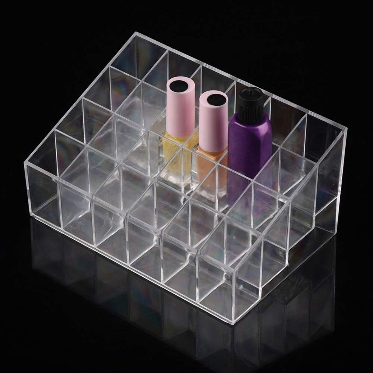 Lippenstifthouder, organizer, case, display rek, transparant, 24 grids, lippenstifthouder, organizer, display, display, standaard, nagellak, make-up, opbergdoos, veilig en geurloos