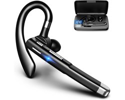 Bluetooth Headset voor Werk - Zakelijke Draadloze Oortjes - CVC8.0 Noise Cancelling - 500mAh Oplaadcase - Tot 100 Uur Gesprekstijd - Draadloze Earpiece voor Vrachtwagen, Kantoor & Thuiswerk