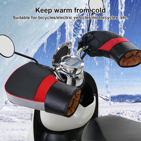 Winter Fietshandschoenen - Stuurhandschoenen - Winddichte Fietshandschoenen - Warme handschoenen - Fiets Accessoires - Met reflecterende strips - Winter - Winddicht - Waterbestendig - Geschikt voor Fietsen, Motoren en Scooters - zwart — afbeelding 2