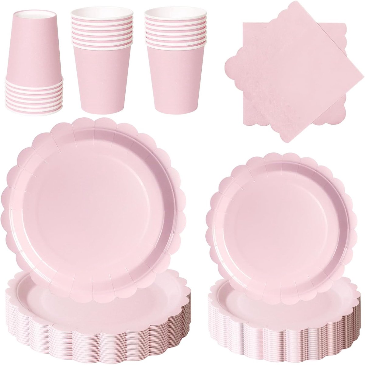 Partyservies, papieren borden, set voor 24 gasten