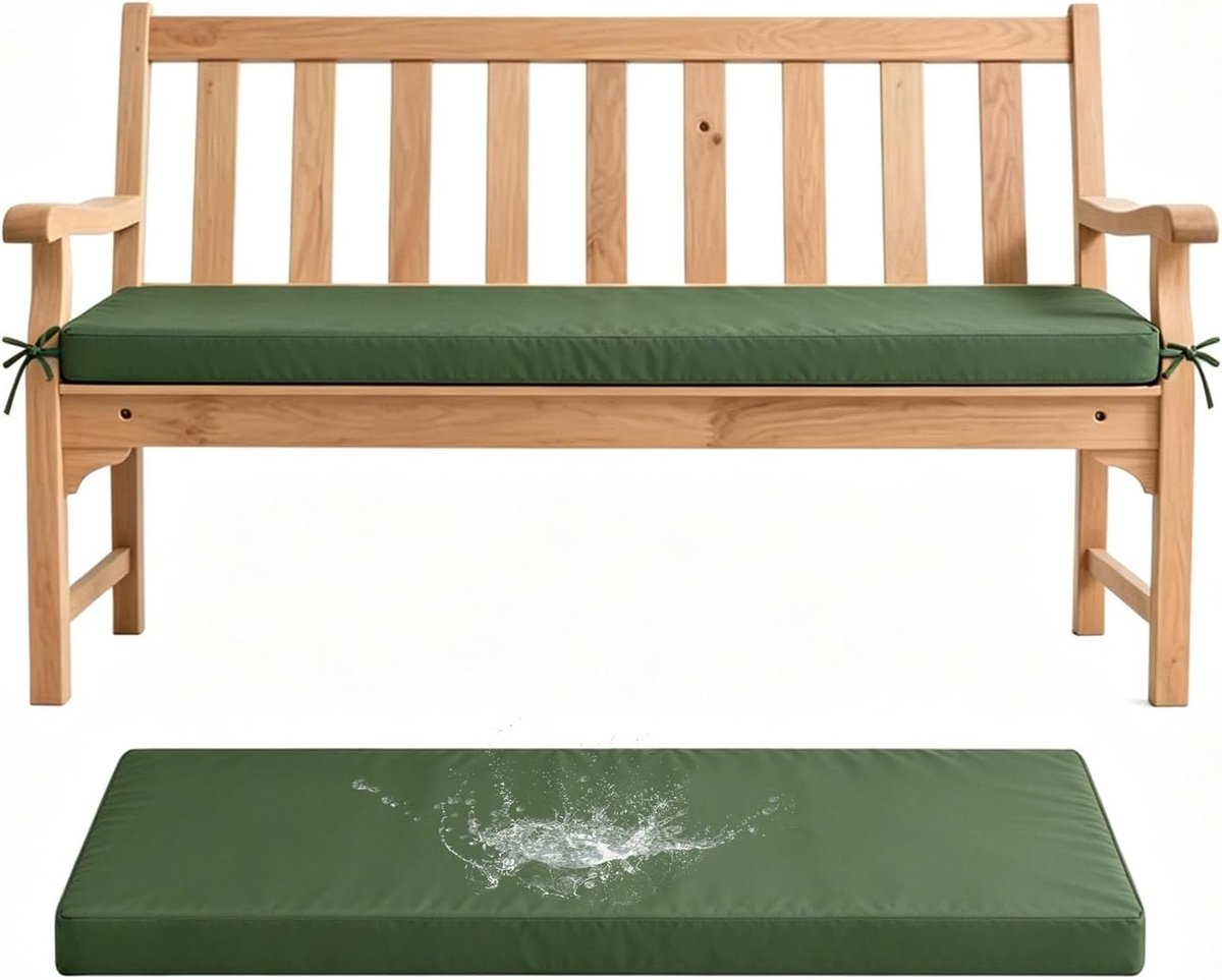 Zitkussen, 5 cm dik, afneembaar en wasbaar, antislip, groen, 200x40 cm