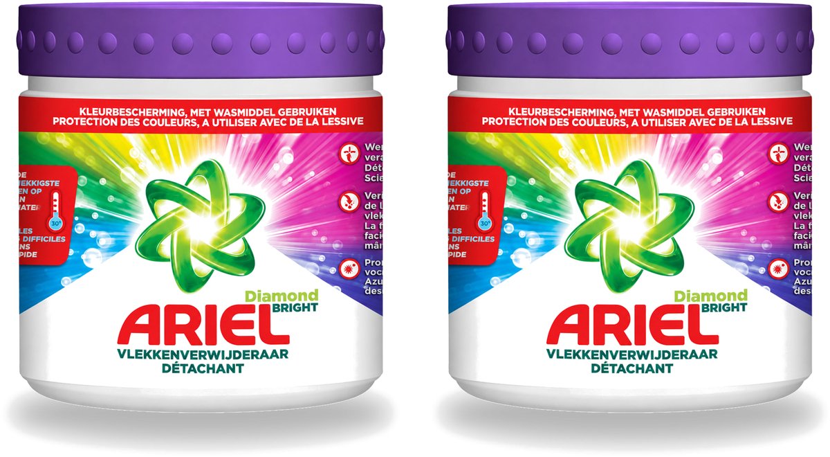 2 x Ariel Diamond Bright - Vlekverwijderaar Poeder - Gekleurde Was - 30 Wasbeurten - Voordeelverpakking - 2 stuks