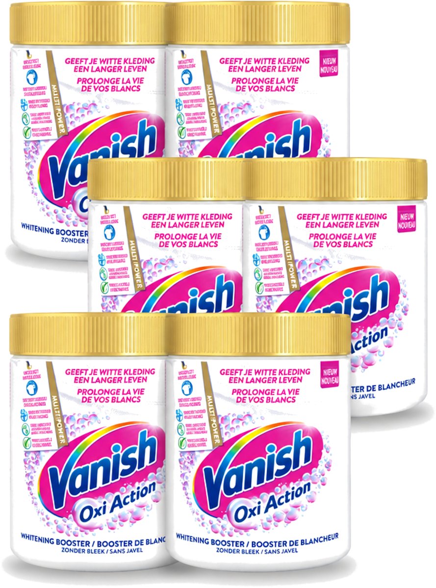 6 x Vanish Oxi Action - Vlekkenverwijderaar Poeder - Zonder Bleek - Witte Was - 550 Gram - Voordeelverpakking - 6 stuks