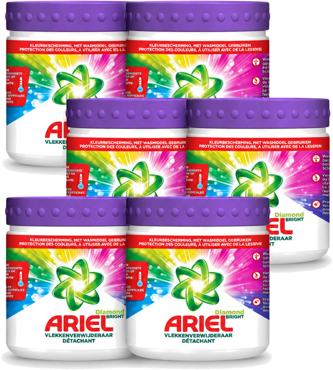 6 x Ariel Diamond Bright - Vlekverwijderaar Poeder - Gekleurde Was - 30 Wasbeurten - Voordeelverpakking - 6 stuks