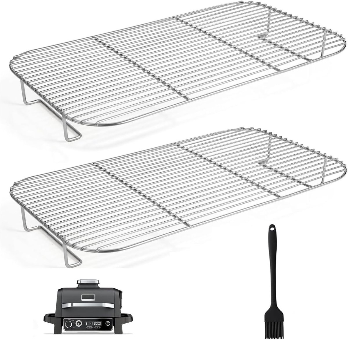 Stalen grillrooster voor Ninja Woodfire OG701EU perfect voor het roken van grote stukken vlees, grill, compatibel met rookoven grill OG701EU, voor Ninja Woodfire accessoires (2)