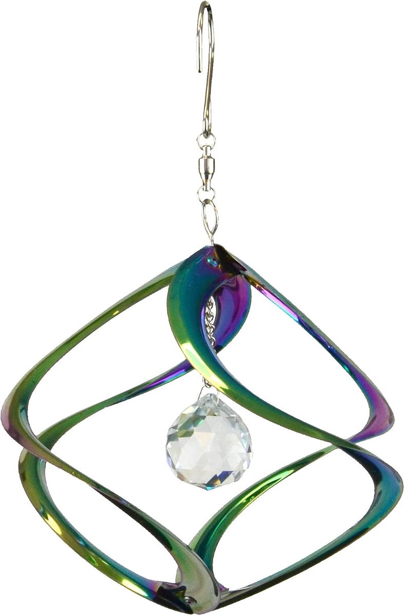 Carpet Studios Indoor/Outdoor 3-Dimensonal Garden Decor Small Cosmix Wind Spinner, 11-Inch, Rainbow - Crystal