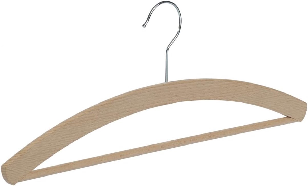 Kleerhanger, Blousehanger, set van 30 Stuks, Beukenhout, Naturel, Gelakt, Broeklat, Blouse, Shirt, Overhemd, Jas, 360° Draaibare Haak, 42 cm (1519_2/42_59_M/30)